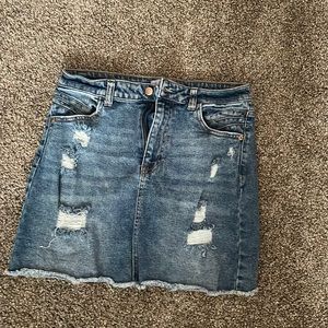 mini ripped jean skirt